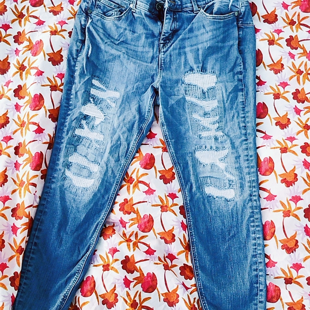 Torrid Blue Skinny Distressed Jeans